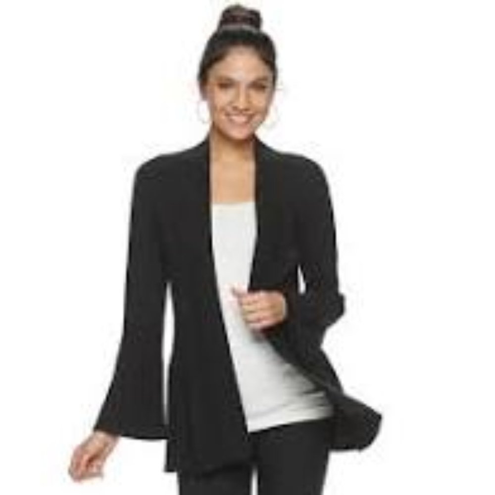 Lauren Conrad Black Open Jacket w/ Bell Sleeves Size 8